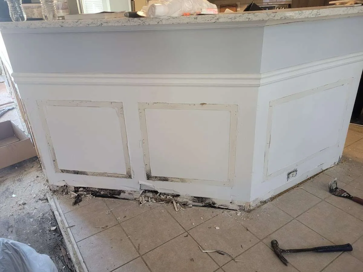 Water damage and mold on kitchen during Storm Damage Restoration in Lomita